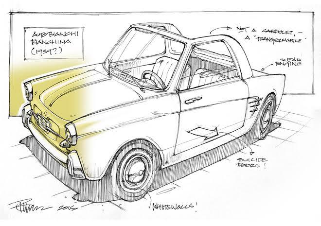 Autobianchia Bianchina Transformabile modelinin eskiz çalışması