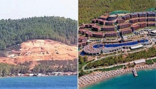 Yakılan ormanlarımız ve yerine dikilen otellerden biri