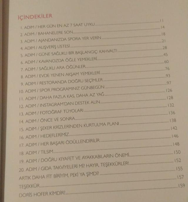 İçindekiler kısmı