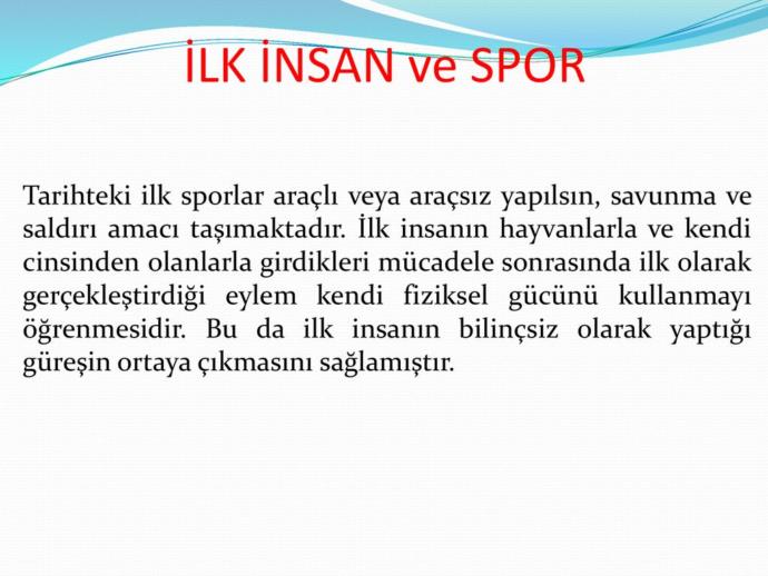 İlk İnsan ve Spor
