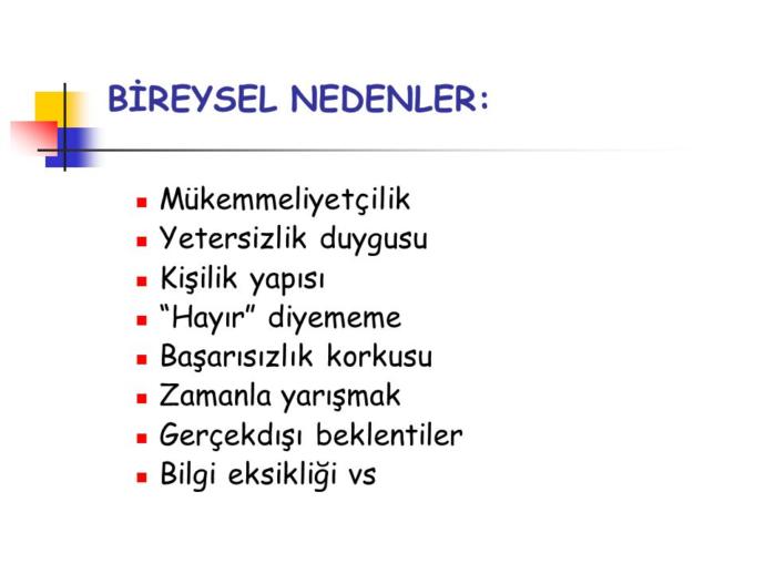 Stresin Bireysel Nedenleri