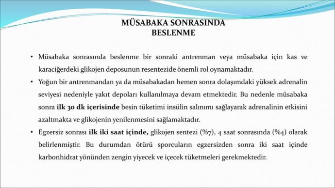 Müsabaka/Egzersiz Sonrası Beslenme