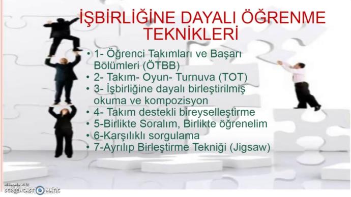 Farklı özellikleri olan öğrencilerin küçük gruplar halinde çalışarak, birbirlerinin öğrenmelerine yardım etmesi amaçlanır.