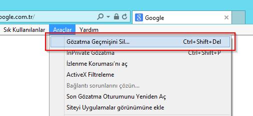 tarayıcı çerez temizleme