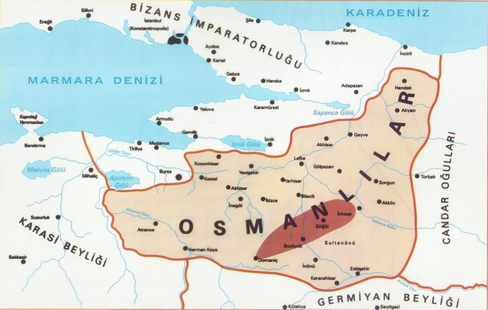 Osman Bey döneminde Osmanlı haritası