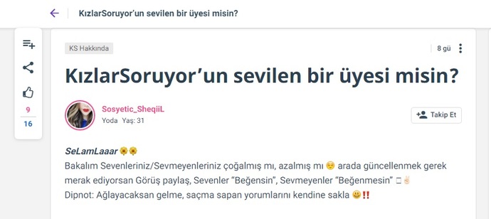Sitenin En Popüler Soru Biçimleri