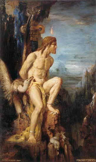 Prometheus antik dağa zincirlenmiş.