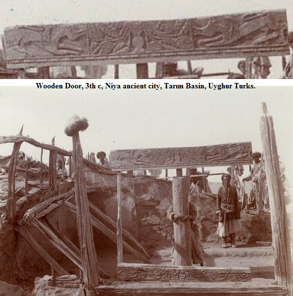 Kanatlı Kurt-Ejderha, Ahşap Kapı, 3.yy, Niya antik kenti, Tarım Havzası, Uygur Türkleri