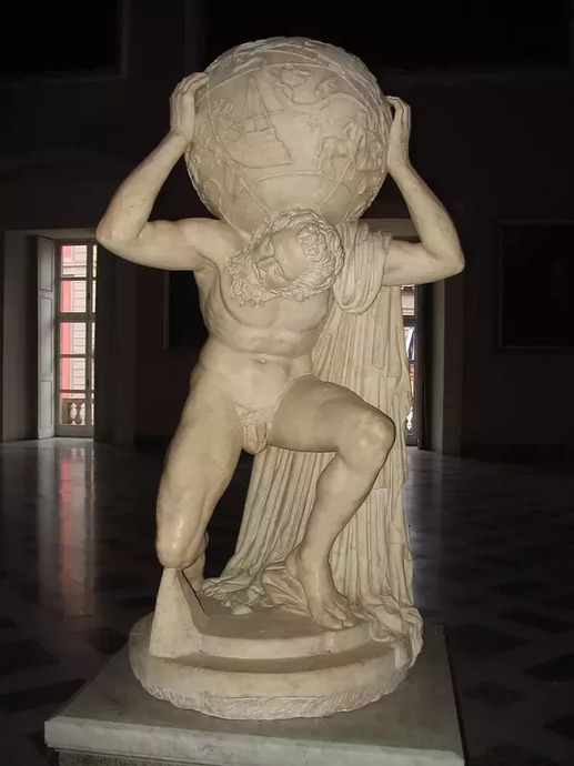 Farnese Atlas, gök küresini tutan Atlasın MS ikinci yüzyıldan kalma bir Roma mermer heykeli.