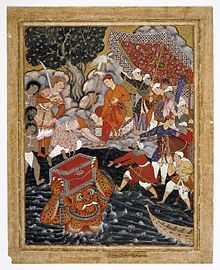 Arghan Div adlı bir ifrit , zırh sandığını Hamzaya getirir.