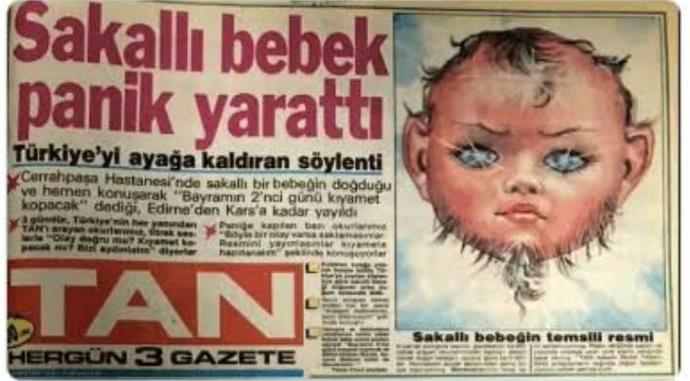 Sakallı bebek haberiyle korku salan Tan gazetesi