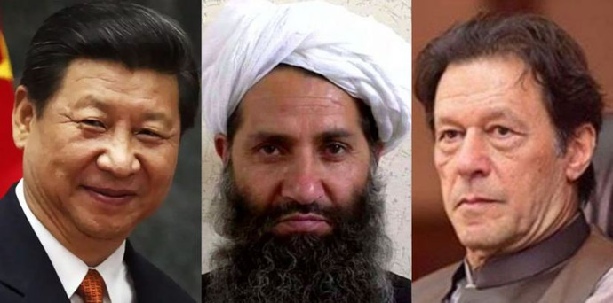 Çin Devlet Başkanı Şi Cinping, Taliban lideri Heybetullah Ahundzade ve Pakistan Başbakanı İmran Khan