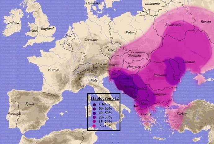 Y-DNA I2nin Dağılım Haritası