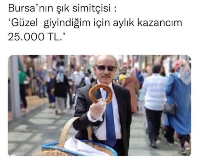 Takım elbiseleri giyip simit satma fikrine ne dersin?
