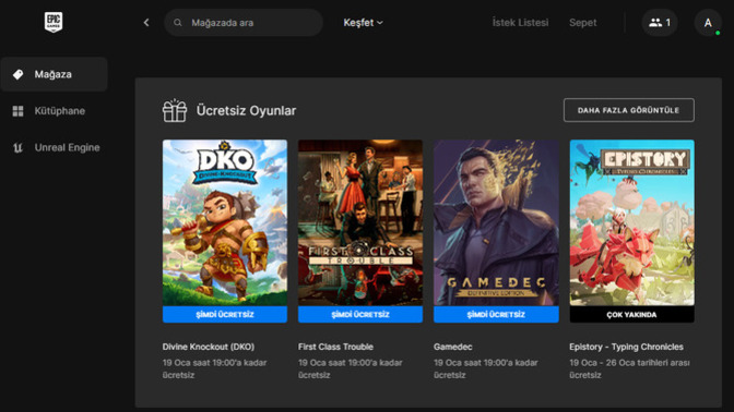 Epic Games Tarafından Verilen Tüm Ücretsiz Oyunlar Listesi