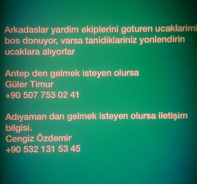 Hatay, Maraş, Adıyamandan Mersine Nakledebilecek ve Barınma Sağlayabilecek Kişi ve Numaralar