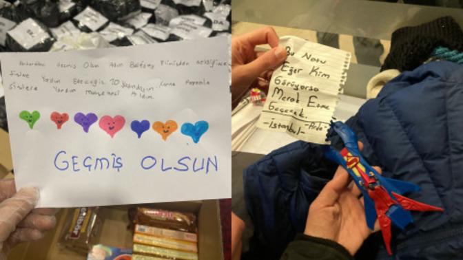 Deprem Bölgesine Gönderdikleri Notlarla Ağlatan, Yürekleri Kocaman Çocuklar!