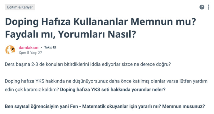 Örnek Yardım Sorusu