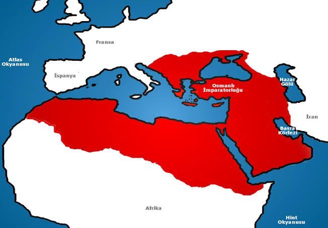 Kanunî dönemi Osmanlı haritası.