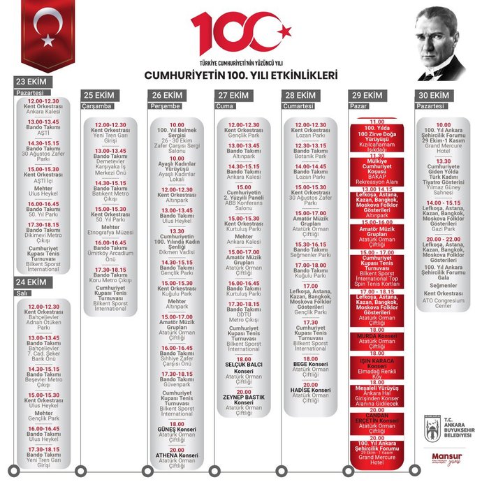 Cumhuriyetin 100. Yılı Tüm Yurtta Coşkuyla Kutlanacak! 🇹🇷
