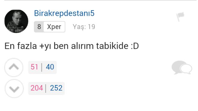 Sorular ve eksi/artı alan erkek üyeleri.