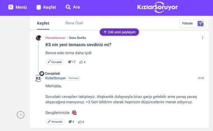 Keşfet sayfası eskide kalmış.
