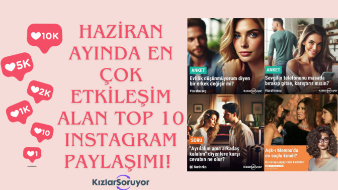 Haziran Ayında Instagram'da En Çok Etkileşim Alan Top10 KızlarSoruyor Paylaşımları!