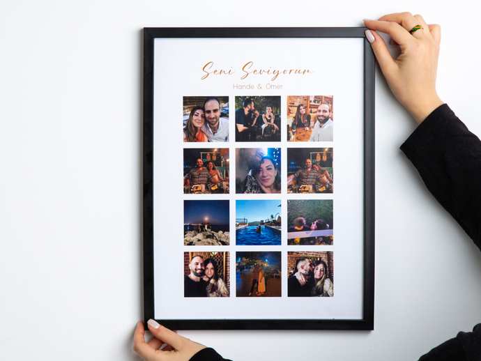 Sevgilinle paylaştığın o eşsiz kareleri hep göz önünde tutacak ve aşkınızı hep hatırlatacak Sevgiliye 12 Fotoğraflı Yapışan Çerçeve ile her anınızı ölümsüz kıl. 🖼