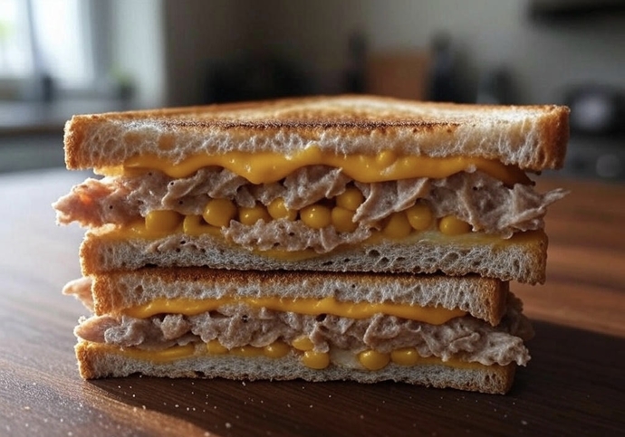 Yemeye hazır özel ton balıklı mısırlı tost