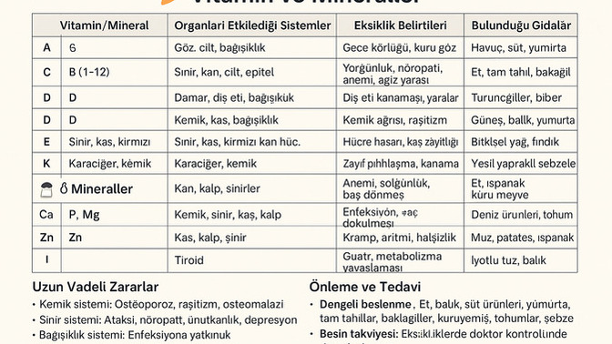 İnsan Vücudunda Bulunan Vitaminler ve Mineraller Nelerdir, Nasıl Bir Fayda Sağlarlar?
