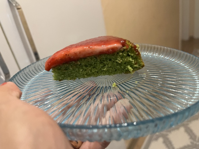 Ispanak Yemeyen Çocuklara Ispanağı Sevdiren Ispanaklı Çilek Soslu Yeşil Pasta Yaptım 😍🍓🥬