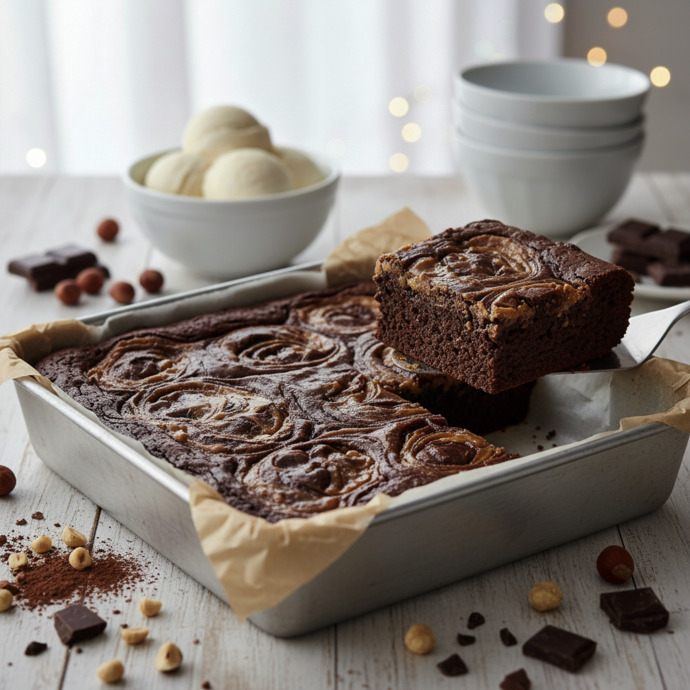 Yemeye hazır fındık ezmeli brownie