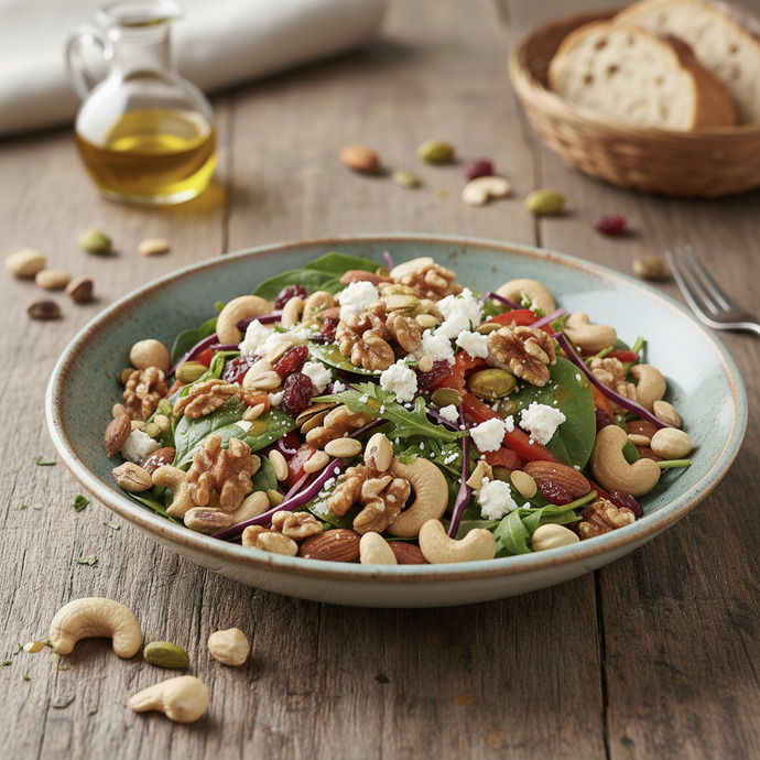 Yemeye hazır kuruyemişli salata
