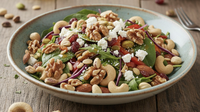 Doyurucu Ve Besleyici Kuruyemişli Salata Tarifi Paylaşıyorum