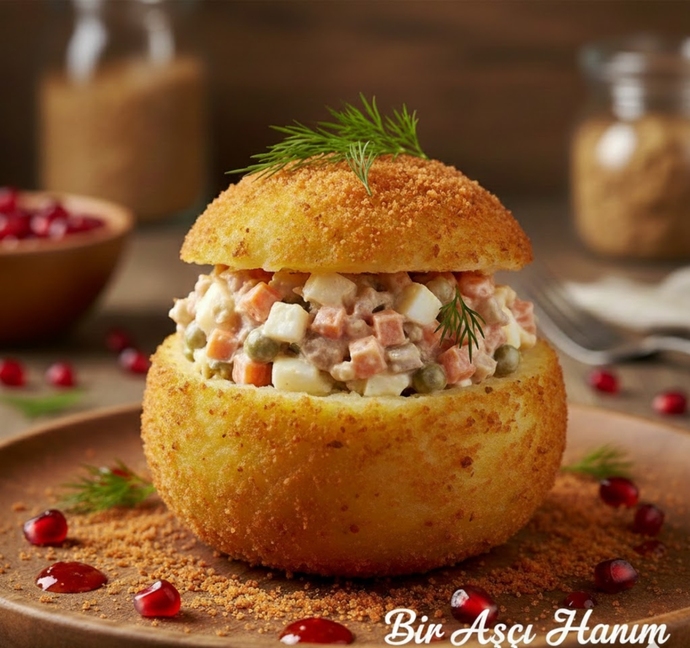 Benim Tarifim Olan Galeta Unlu Çıtır Patates Çanağında Rus Salatası Tarifim!
