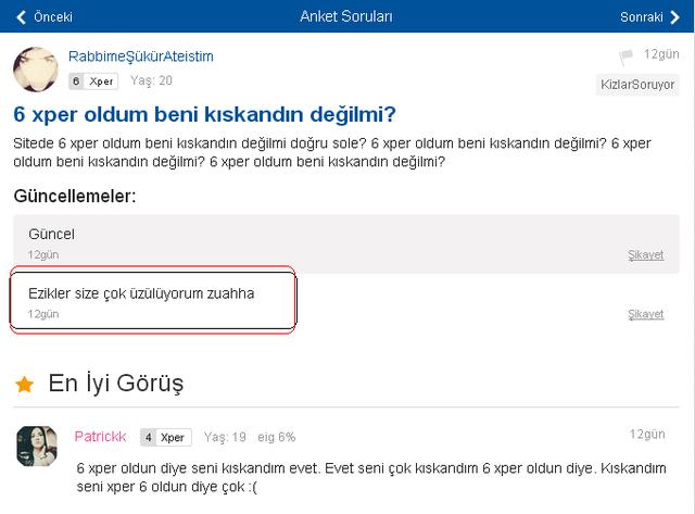KizlarSoruyor'daki Xper Puan Esprileri