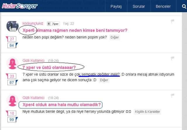 KizlarSoruyor'daki Xper Puan Esprileri