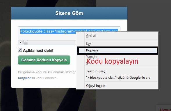 Instagram'lı Bence'ler - Bence'ye Instagram Kodu Ekleme