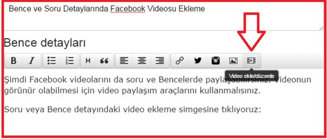 Bence ve Soru Detaylarında Facebook Videosu Ekleme
