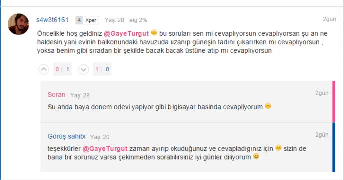 Gaye Turgut KizlarSoruyor'da Erkeklerden Gelen Sorular