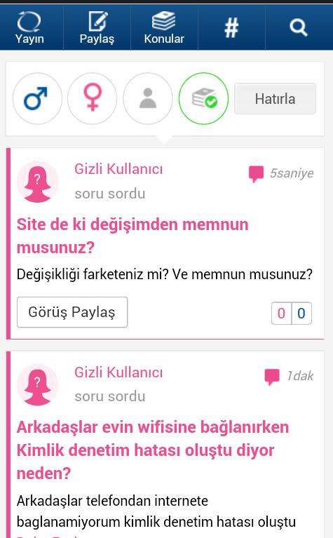 Canlı Yayın sayfasında hangi filtrelerle neler gözükür?