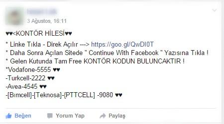 Facebook'taki Virüsler ve İzinsiz Paylaşımlar