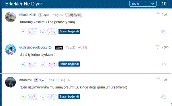 Son Güncelleme İle Gelen Görüş Sıralamasındaki Değişiklik