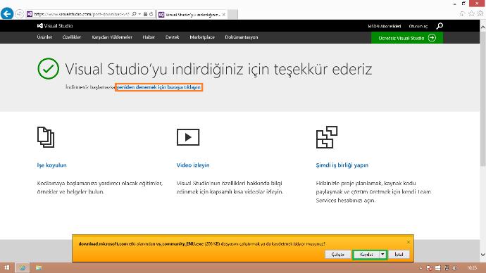 Ders 1 : Visual Studio Community 2015 Kurulumu