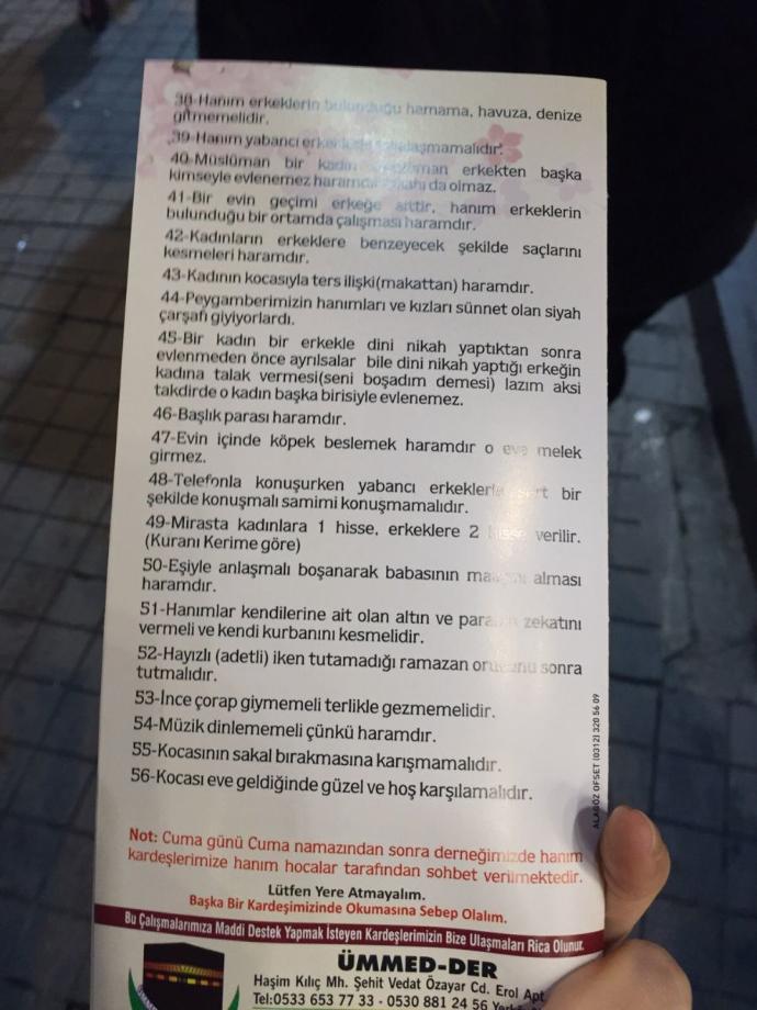Kadınlar Köle Değildir! Taksimde Dağıtılan Utanç Verici Broşür!