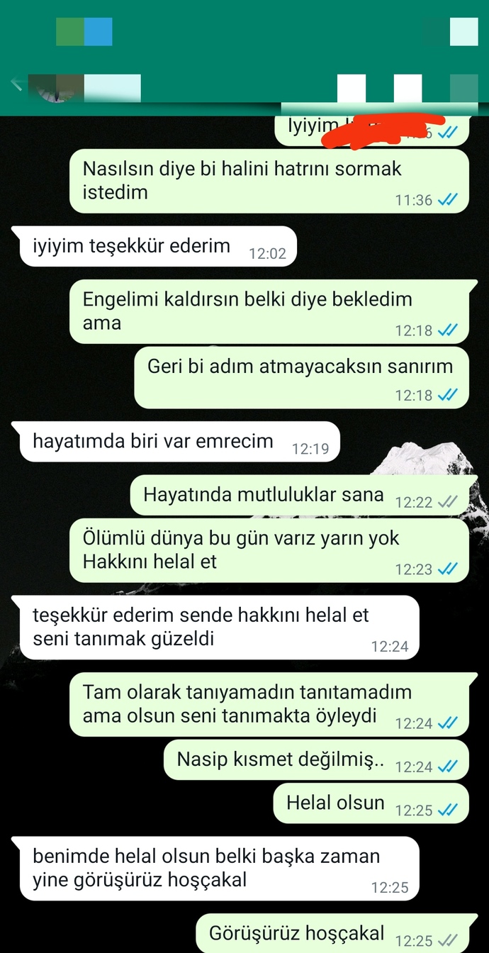 Flörtten engel yedikten 2 hafta sonra ona yazdığım mesaj