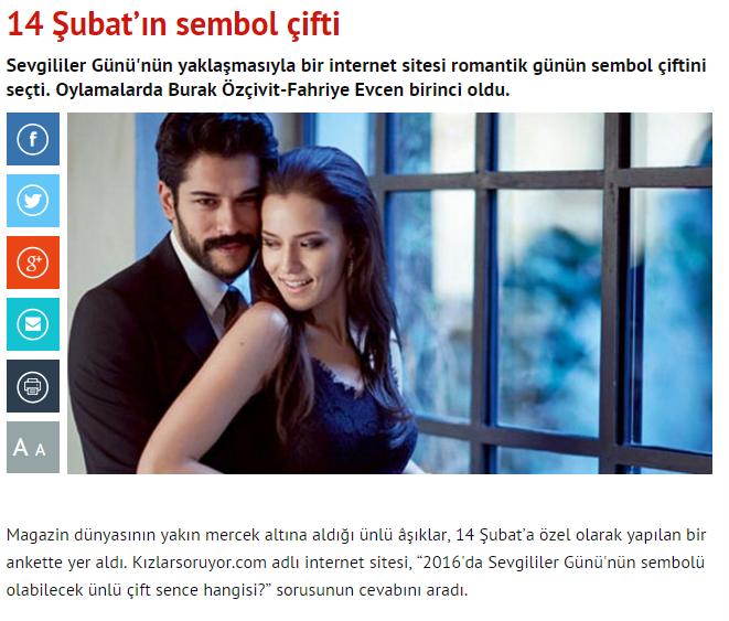 2016 Sevgililer Günü'nün Sembol Çifti Fahriye Evcen - Burak Özçivit Oldu!