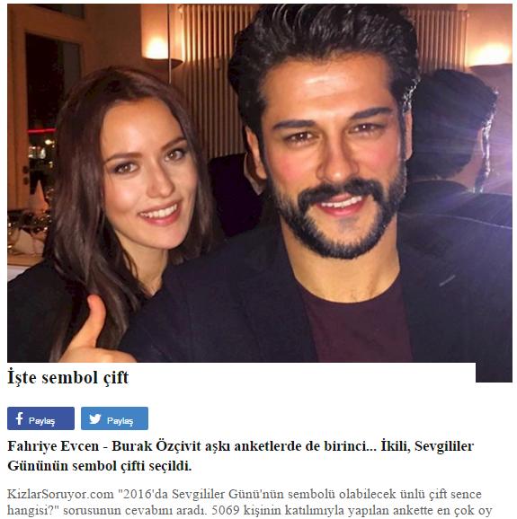 2016 Sevgililer Günü'nün Sembol Çifti Fahriye Evcen - Burak Özçivit Oldu!