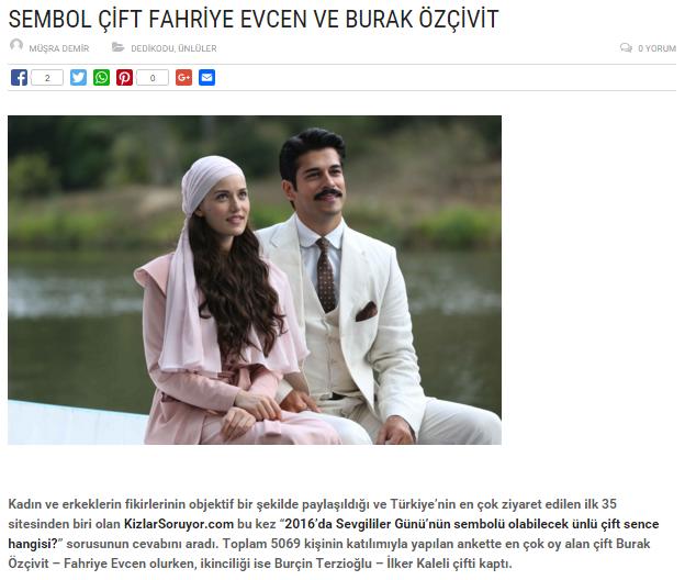 2016 Sevgililer Günü'nün Sembol Çifti Fahriye Evcen - Burak Özçivit Oldu!