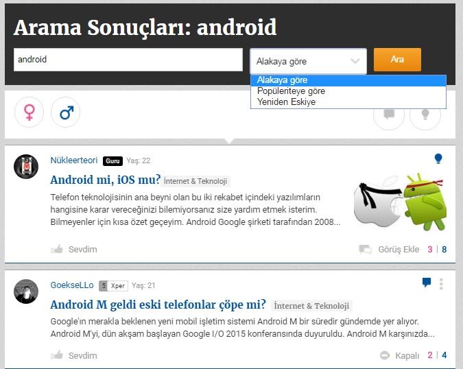 KizlarSoruyor'da Nasıl Arama Yapılır?